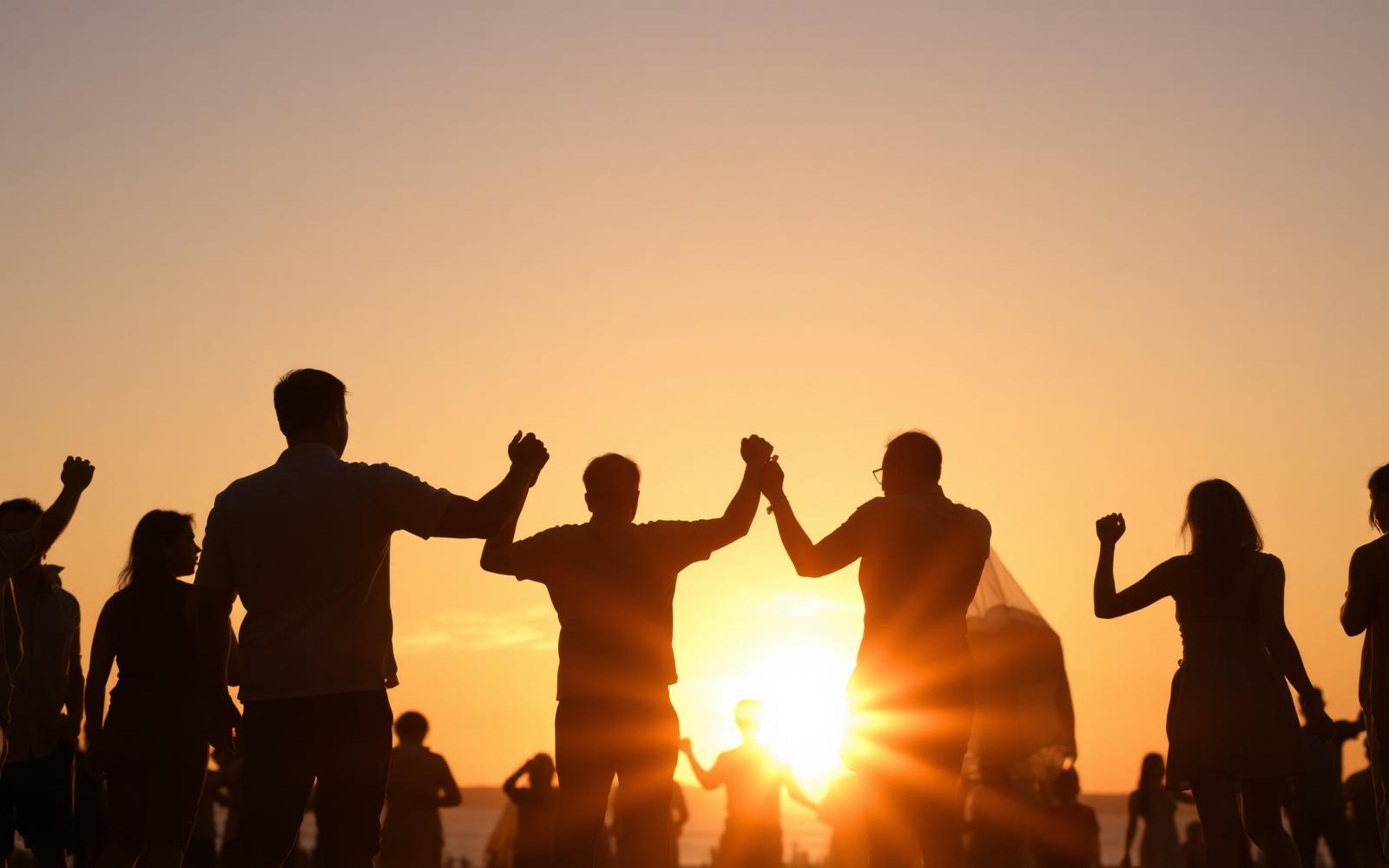 Community at sunset